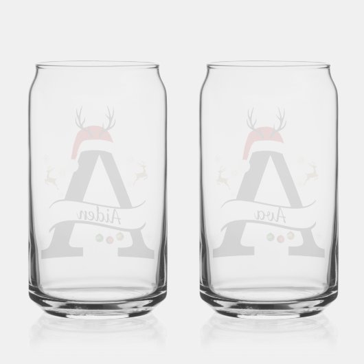 Christmas Letter A Initial – Festive Holiday Desig Blikvorm Glas (Achterkant)