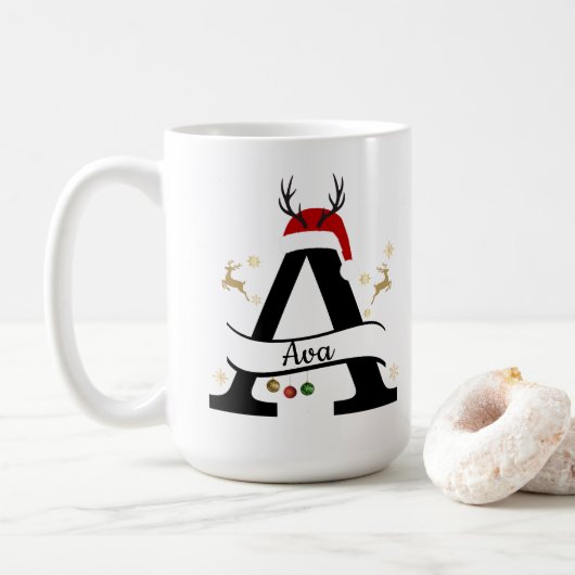 Christmas Letter A Initial – Festive Holiday Desig Koffiemok (Met donut)