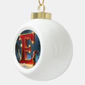 Christmas Letter E Ornament | Red Gold Monogram  (Rechts)