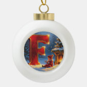 Christmas Letter F Ornament | Red Gold Monogram (Voorkant)