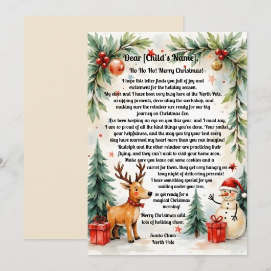 Christmas Letter From Santa Feestdagenkaart (Voorkant / Achterkant)