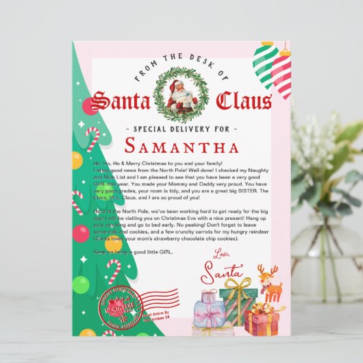 Christmas Letter from Santa Nice List Certificate (Staand voorkant)