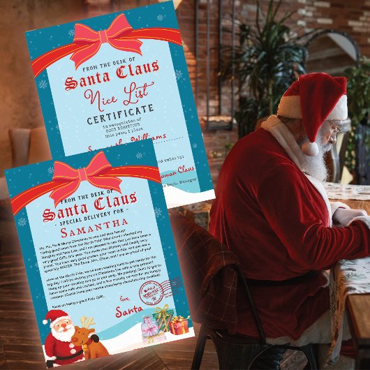 Christmas Letter from Santa Nice List Certificate