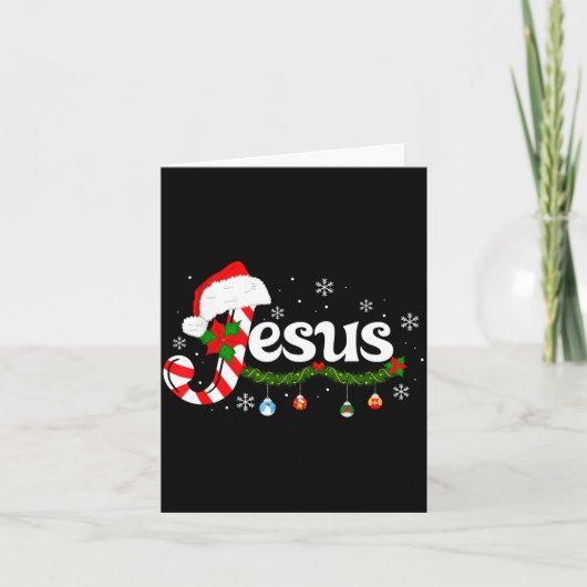 Christmas Letter J For Jesus Christian Candy Cane  Kaart (Voorkant)