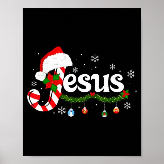 Christmas Letter J For Jesus Christian Candy Cane  Poster (Voorkant)