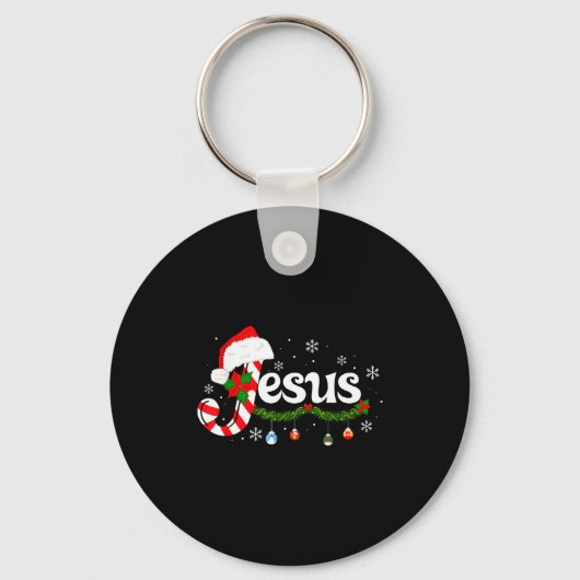 Christmas Letter J For Jesus Christian Candy Cane  Sleutelhanger (Voorkant)