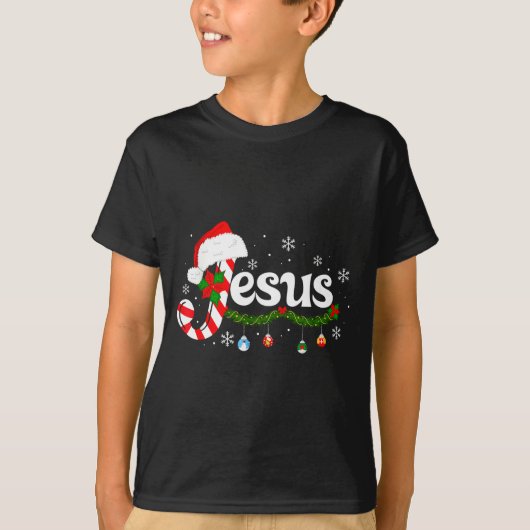 Christmas Letter J For Jesus Christian Candy Cane  T-shirt (Voorkant)