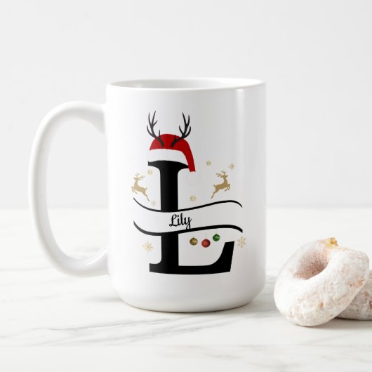 Christmas Letter L Alphabet  Koffiemok (Met donut)