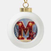 Christmas Letter M Ornament | Red Gold Monogram (Voorkant)