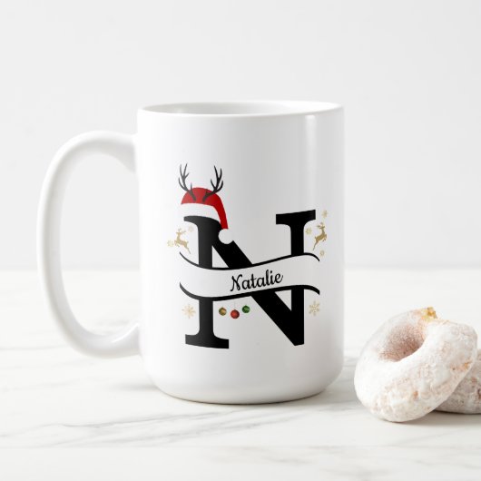 Christmas Letter N Alphabet  Koffiemok (Met donut)