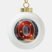 Christmas Letter O Ornament | Red Gold Monogram (Voorkant)