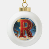 Christmas Letter R Ornament | Red Gold Monogram (Voorkant)