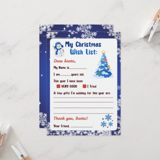 Christmas Letter to Santa Winter Wonderland  Kaart (Voorkant / Achterkant in situ)