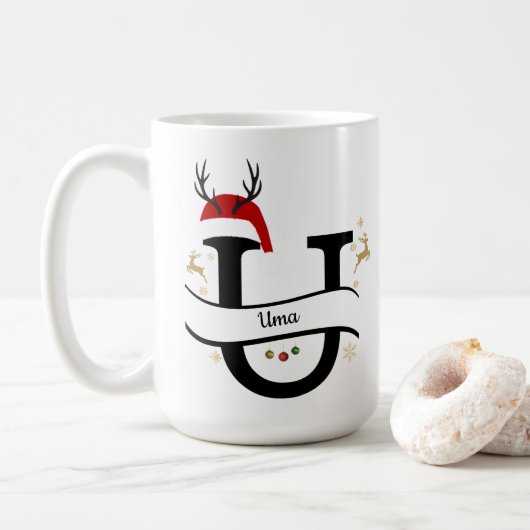 Christmas Letter U Alphabet  Koffiemok (Met donut)