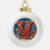Christmas Letter V Ornament | Red Gold Monogram (Voorkant)