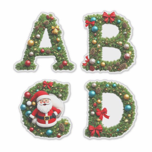 Christmas Letter Wreaths Sticker (Voorkant)