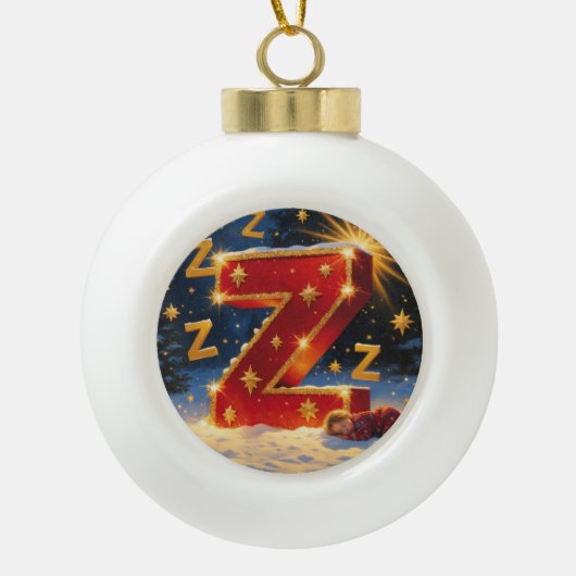 Christmas Letter Z Ornament | Red Gold Monogram (Voorkant)