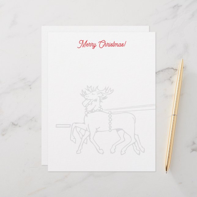 Christmas letterhead with Santa's reindeer drawing Briefhoofd (Voorkant / Achterkant in situ)