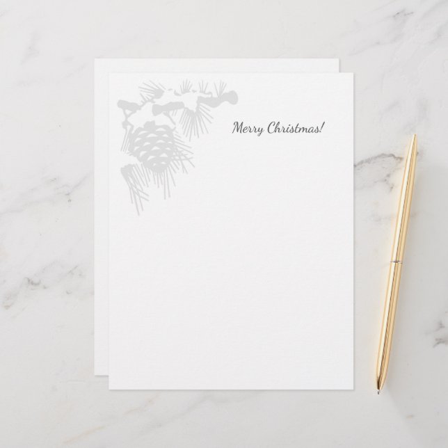 Christmas letterhead with snowy pine cone logo briefhoofd (Voorkant / Achterkant in situ)