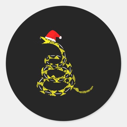 Christmas Libertarian Gadsden Don't Tread Snake  Ronde Sticker (Voorkant)