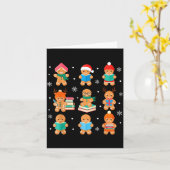 Christmas Library Gingerbread Man Books Lover Book Kaart (Gele Bloem)