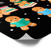 Christmas Library Gingerbread Man Books Lover Book Poster (Hoek)