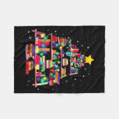 Christmas Library Tree Love Reading Books Nerd Tea Fleece Deken (Voorkant (Horizontaal))