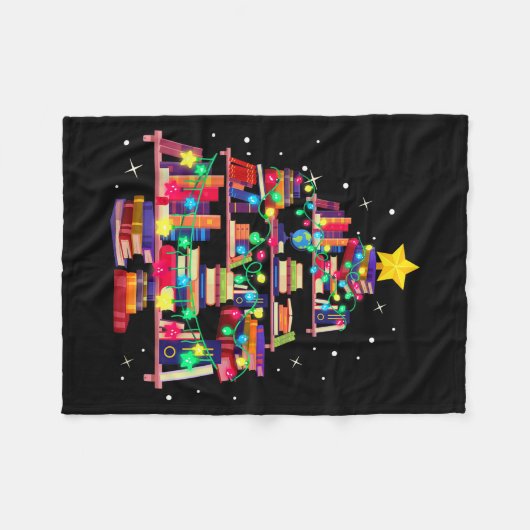 Christmas Library Tree Love Reading Books Nerd Tea Fleece Deken (Voorkant (Horizontaal))