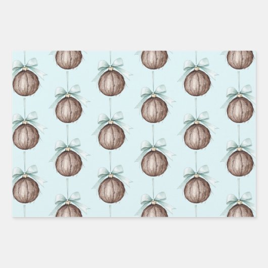 Christmas Light Blue Snowflakes Deer Coconut   Inpakpapier Vel (Voorkant 2)