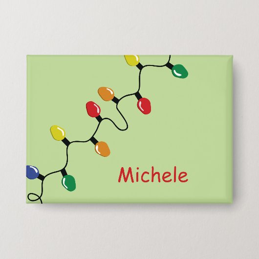 Christmas Light Bulb String met Naam Gepersonalise Button (Voorkant)