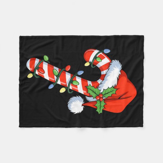 Christmas Light Candy Cane Santa Xmas Kids Toddler Fleece Deken (Voorkant (Horizontaal))