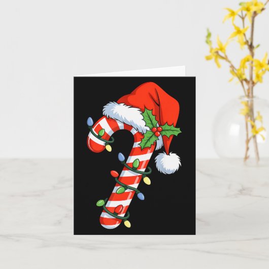 Christmas Light Candy Cane Santa Xmas Kids Toddler Kaart (Gele Bloem)