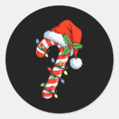Christmas Light Candy Cane Santa Xmas Kids Toddler Ronde Sticker (Voorkant)