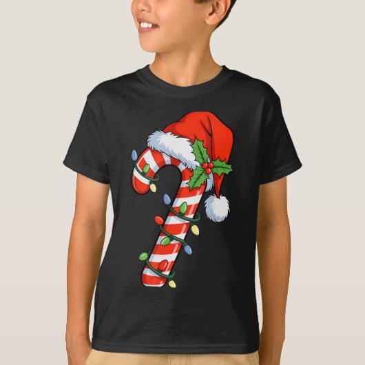 Christmas Light Candy Cane Santa Xmas Kids Toddler T-shirt (Voorkant)