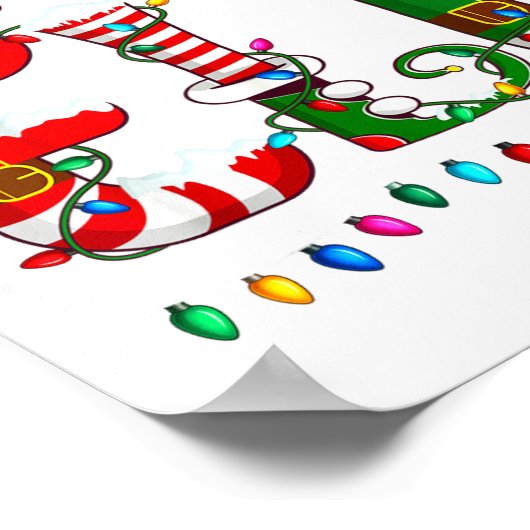 Christmas Light Family Matching Pajamas Softball E Poster (Hoek)