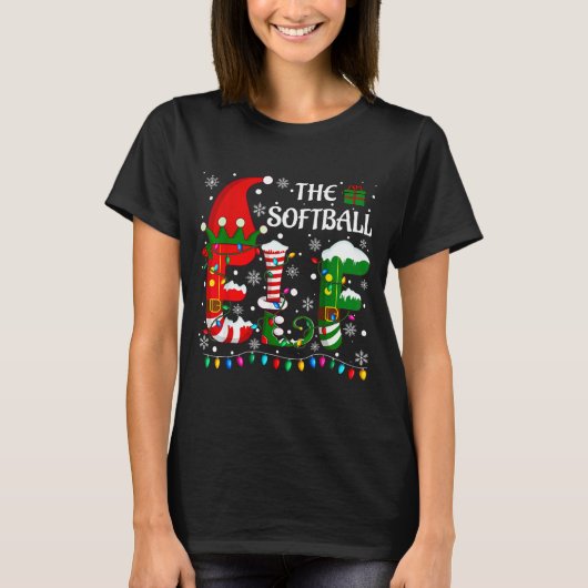 Christmas Light Family Matching Pajamas Softball E T-shirt (Voorkant)