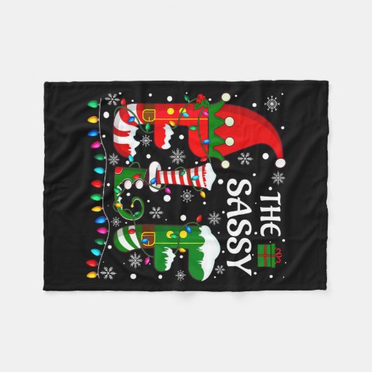 Christmas Light Family Matching Pajamas Sy Elf Xma Fleece Deken (Voorkant (Horizontaal))
