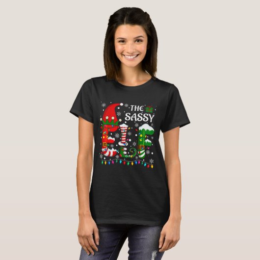 Christmas Light Family Matching Pajamas Sy Elf Xma T-shirt (Voorkant volledig)