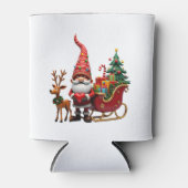 Christmas Light Gnome Santa Claus Riding Sleigh Hi Blikjeskoeler (Voorkant)