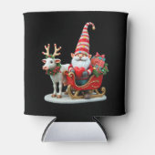 Christmas Light Gnome Santa Claus Riding Sleigh Hi Blikjeskoeler (Voorkant)