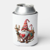 Christmas Light Gnome Santa Claus Riding Sleigh Hi Blikjeskoeler (Blikje Voorkant)