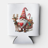 Christmas Light Gnome Santa Claus Riding Sleigh Hi Blikjeskoeler (Voorkant)