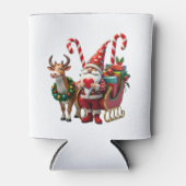 Christmas Light Gnome Santa Claus Riding Sleigh Hi Blikjeskoeler (Voorkant)