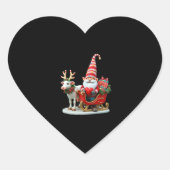 Christmas Light Gnome Santa Claus Riding Sleigh Hi Hart Sticker (Voorkant)