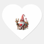 Christmas Light Gnome Santa Claus Riding Sleigh Hi Hart Sticker (Voorkant)