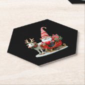 Christmas Light Gnome Santa Claus Riding Sleigh Hi Kartonnen Onderzetters (Schuin)