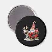 Christmas Light Gnome Santa Claus Riding Sleigh Hi Magneet (Voorkant / Achterkant)