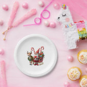 Christmas Light Gnome Santa Claus Riding Sleigh Hi Papieren Bordje (Feest)