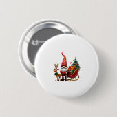 Christmas Light Gnome Santa Claus Riding Sleigh Hi Ronde Button 5,7 Cm (Voorkant /achterkant)