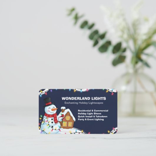 🎄 Christmas Light Installation QR Visitekaartje (Staand voorkant)